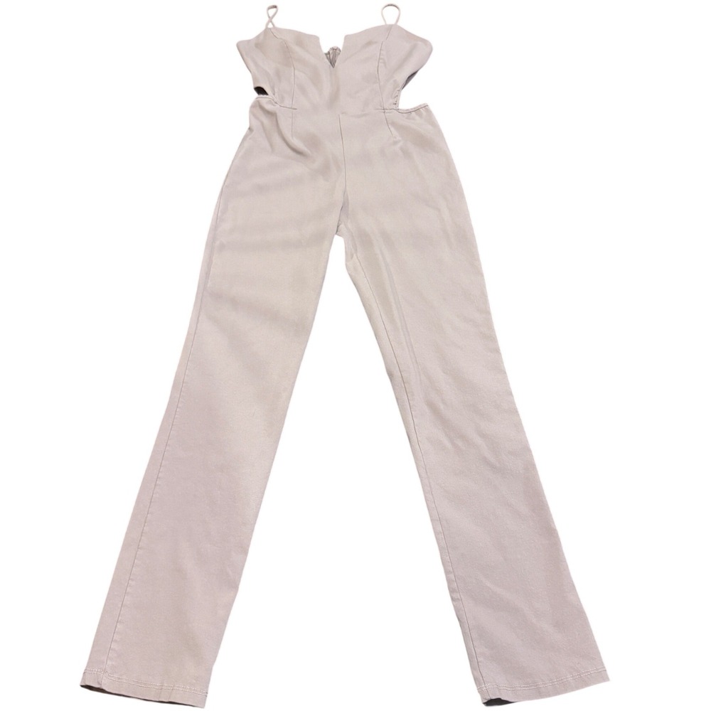 Top Chic Tan Cutout V-Neck Jumpsuit Medium Mobwife Baddie Made in USA Sexy Y2K M